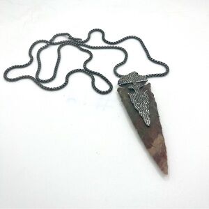 Extra Long 36” Arrowhead Necklace Rhinestone Dagger Boho Statement